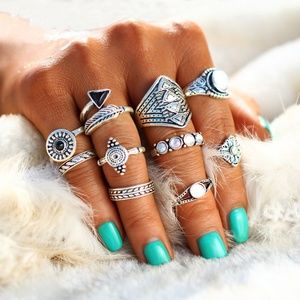 10pc Retro Midi Ring Set